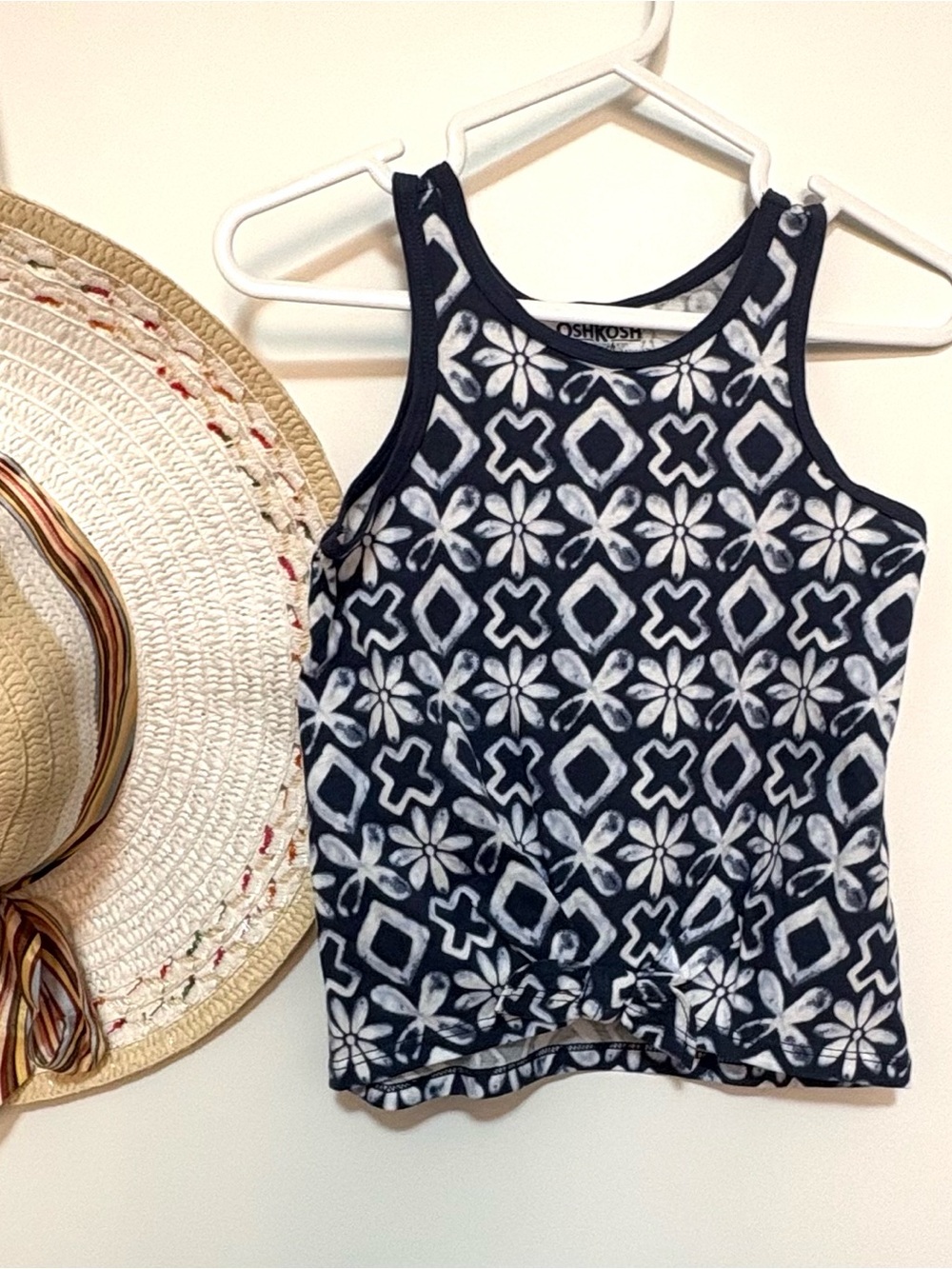 OshKosh B'gosh Navy and White Floral Tie-Front Tank Top NWT